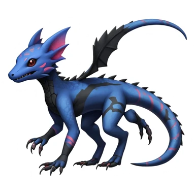 Rare realistic exotic edgy spooky gothic gloomy cool badass epic pretty beautiful handsome gorgeous aesthetic colorful vibrant Vernid-Trico-species-Fakemon-Salandit-hybrid-creature by LiLaiRa, 4 legs, 1 tail, random markings, (full body) sticker