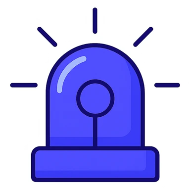 an all-round police-style beacon, rotating, in violet blue, simple and clear design, modern icon style sticker