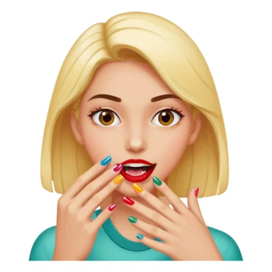 Normal emoji biting painted nail sticker