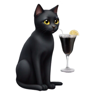 black cat with drink  sticker