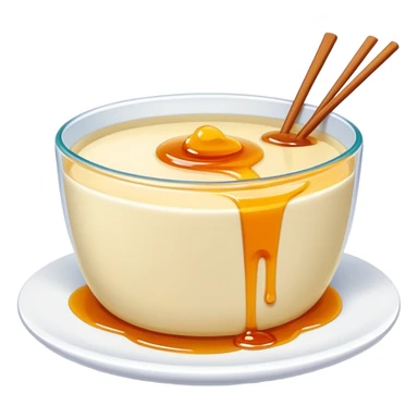 Chinese sweet Douhua tofu pudding with syrup and toppings, simplified emoji style with bold outlines and bright colors, cartoon style soft dessert sticker