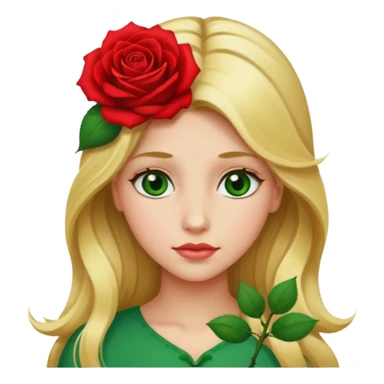 Girl profile picture with long blonde hair and green eyes and a flower in her hair sticker