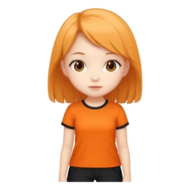 Cute chibi girl wearing a orange shirt and black pants  sticker