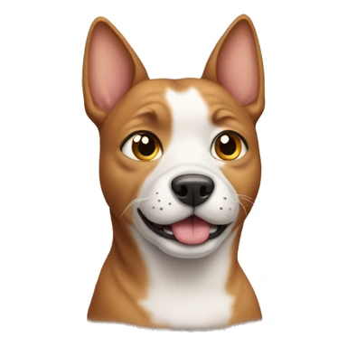 Dog with a cat face sticker