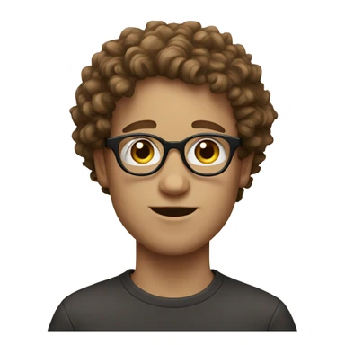 White boy, with brown curly hair, and big thin round glasses sticker