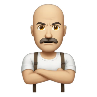 Angry Bald middle aged guy with brown hair and thick brown mustache sticker