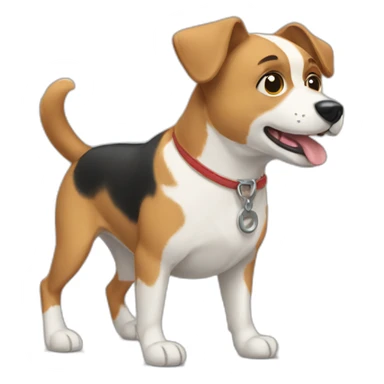 a dog with a kit sticker