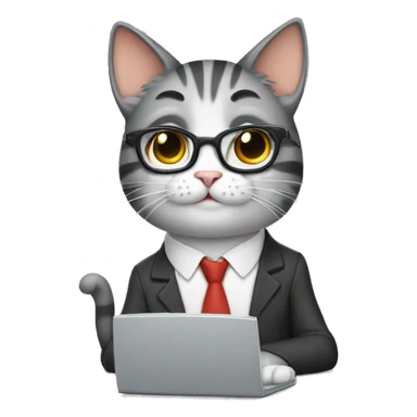 A geek cat doing computer things sticker