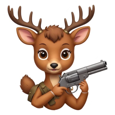 Baby deer with a gun sticker