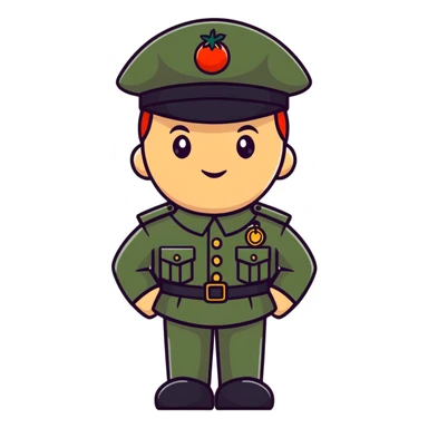 Tomato wearing Napoleon's cocked hat and military officer uniform sticker