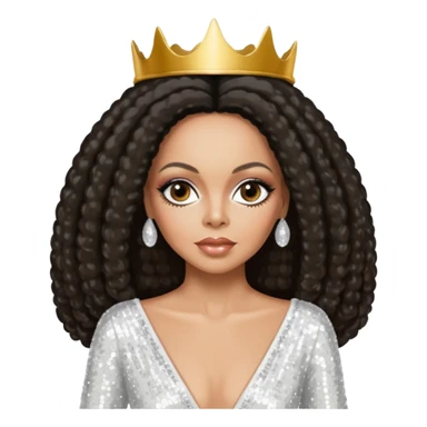 Diana Ross, Queen of Motown from Famous People with long dark brown hair, white sequin outfit sticker