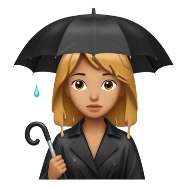 she getting wet (umbrella, dripping hair) sticker