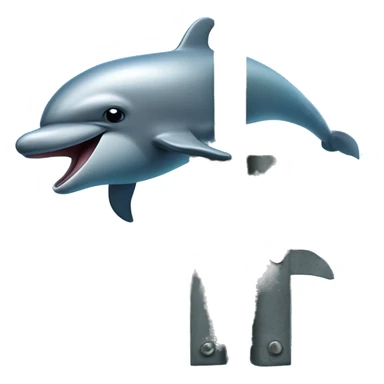 A dolphin but its head is coming up and away on a metal hinge to reveal that a cat is inside of it piloting the body underwater sticker