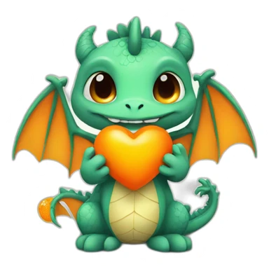 Cute dragon holding a orange heart sticker