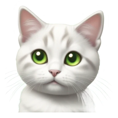 White munchkin cat standing with grey triangle of fur on head and green eyes sticker