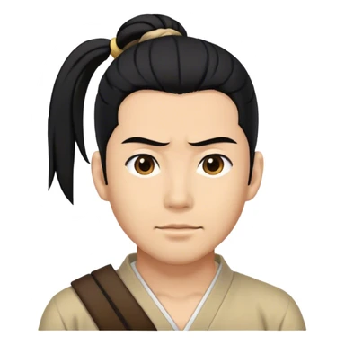 Pony tail Japanese man with black hair sticker