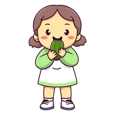 Girl with zucchini in mouth sticker