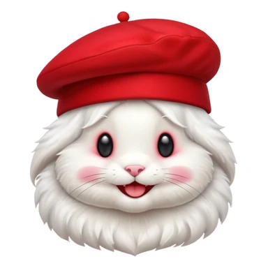 Cute bunny smiley face in full height, in a stylish red beret. sticker