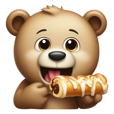 Bear eating a cinnamonroll sticker