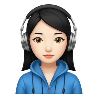 Chinese Virtual Assistant with Black Hair with headphone on sticker