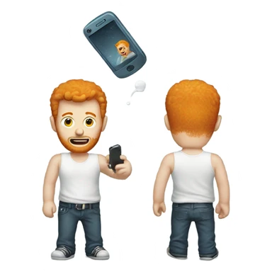 Ginger man with broken phone  sticker