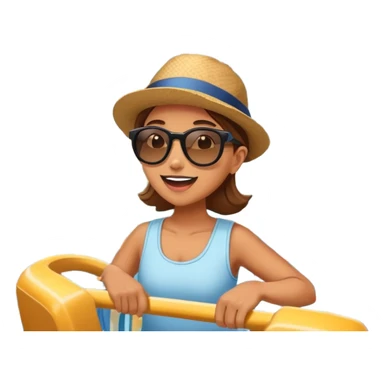 person excitedly going to an amusement park, with a roller coaster or ferris wheel in the background sticker