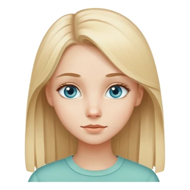 Blonde girl with blue eyes. Cottage style, on pastel green, brownish and beige colours. Straight hair. sticker