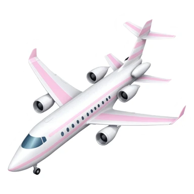 White plane with pastel pink stripes with one jet under each wing sticker