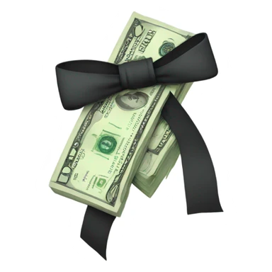 money with bow sticker