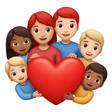 big heart with several small child figures inside sticker