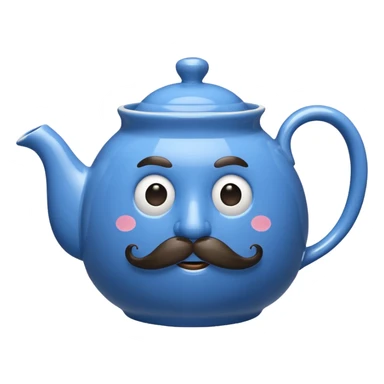 a blue teapot with mustache  sticker