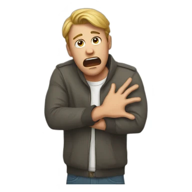 Scared men with a hand to protect him self sticker