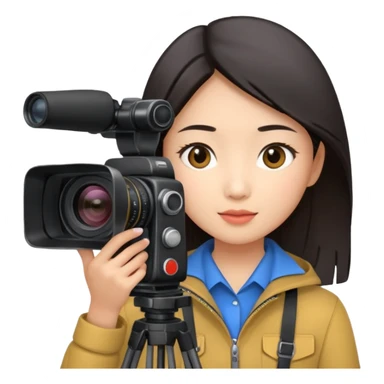 woman cameraman hold a camera, young asian skin sticker