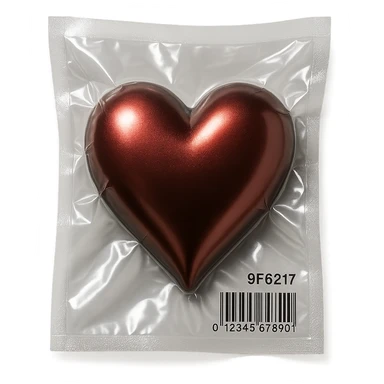 heart with metallic sheen in vacuum-sealed style sticker