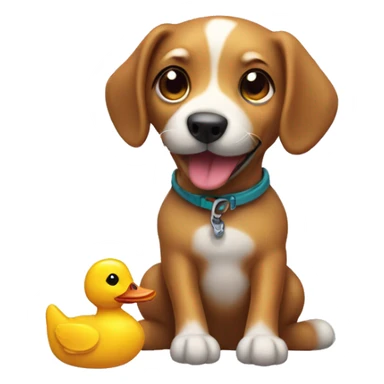 Dog playing duck toy sticker