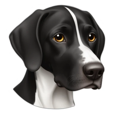 black & white german shorthair pointer, full black head with white hair on the snout sticker