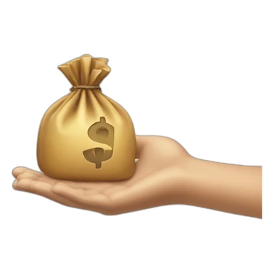 outstretched hand receiving a moneybag sticker
