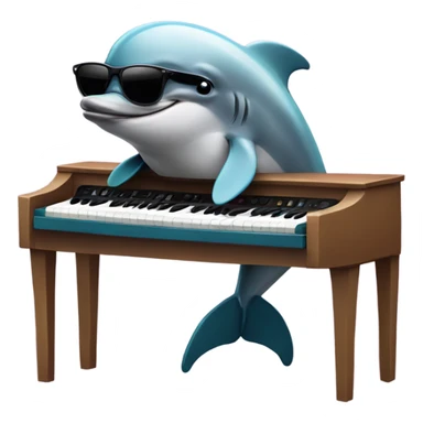 Dolphin with sunglasses playing the keyboard  sticker