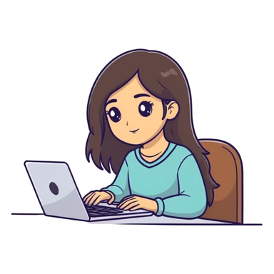 Beautiful Armenian girl, brunette, long hair, Black eyes, typing on laptop sticker