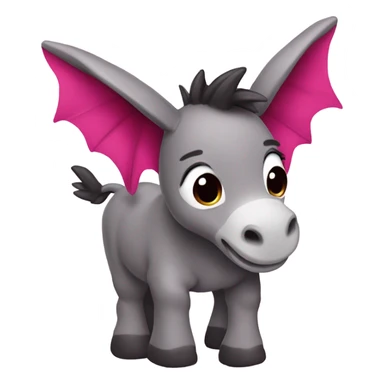 cute Donkey with dark pink dragon wings sticker