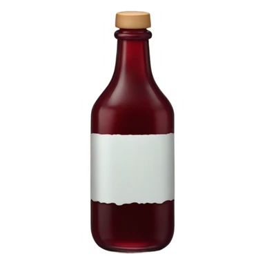 old glass bottle with dark red liquid sticker