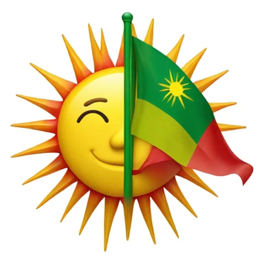 flag with red at the top white in the middle and green at the bottom with a yellow sun in the middle with 21 spikes  sticker