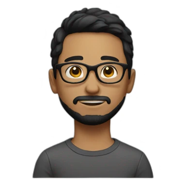 boy with short black hair, round glasses and black short beard  sticker