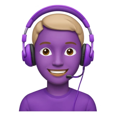 listen to music in purple headphone and smile sticker
