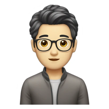 korean guy with glasses and curtains hair sticker