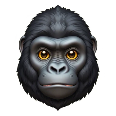 Cinematic Noble Gorilla Portrait Emoji, Poised and commanding, with a massive, muscular build cloaked in dense, rich fur and deep, soulful eyes, Simplified yet sharp and sophisticated features, highly detailed, glowing with a soft, dignified jungle glow, high shine, intelligent and formidable, stylized with an air of primate majesty, focused and authoritative, soft glowing outline, capturing the essence of a watchful guardian that feels as though it could step out of the screen with effortless authority! sticker