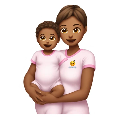 Baby girl and mum wearing matching onesies sticker