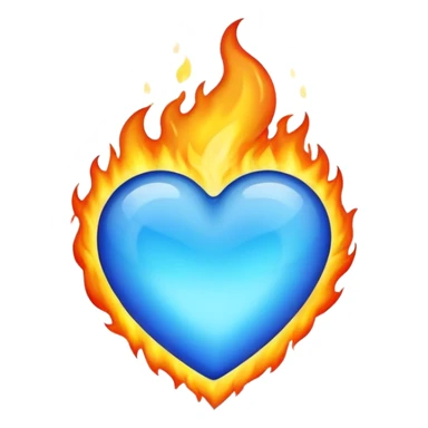 Blue heart on fire sticker