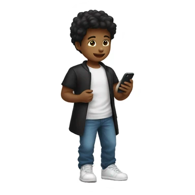 Un niño vestido de negro jugando con un iPhone  sticker