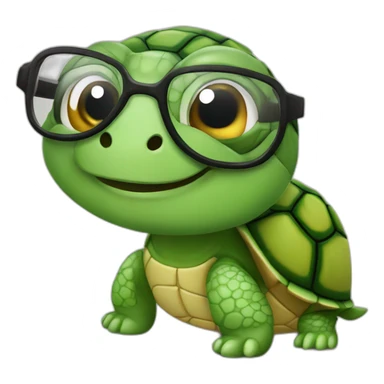 Turtle with glasses and curly hairs sticker